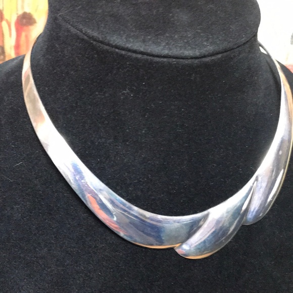 Taxco 925 Solid Sterling Silver Choker Collar Necklace Mexico TP-71 EVC Elegant - Picture 4 of 9